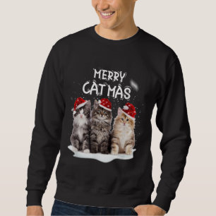 Sudadera Feliz Navidad Árbol de Navidad Santa Kitten Navida