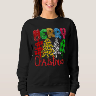 Sudadera Feliz Navidad Árboles de Buffalo Purpurina Leopar