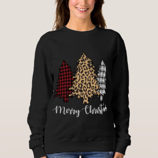 Sudadera Feliz Navidad Árboles Leopard Buffalo Plaid Holida