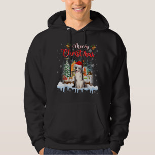 Sudadera Feliz Navidad Azul Merle Collie Dog Santa Hat Li