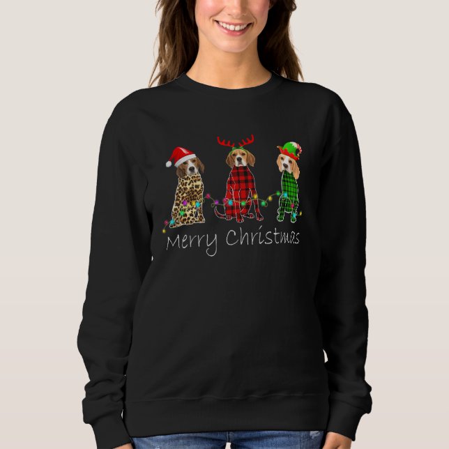 Sudadera Feliz Navidad Beagle Reindeer Elf Santa Hat Fair (Anverso)