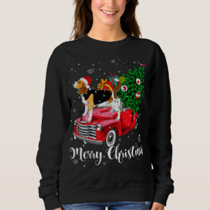 Sudadera Feliz Navidad Beagle Santa Light Red Truck Xmas