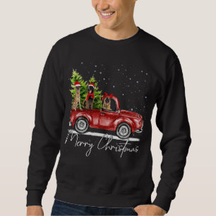 Sudadera Feliz Navidad Belga Malinois Santa Red Truck X