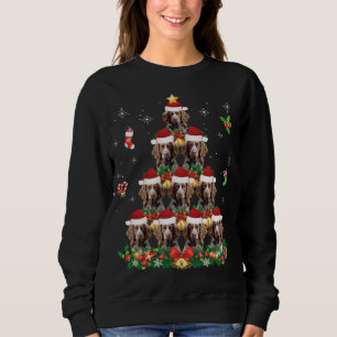 Sudadera Feliz Navidad Bretaña Perro español Santa Tree Pa