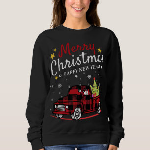 Sudadera Feliz Navidad Búfalo Camión Snowman Tree Red Pla