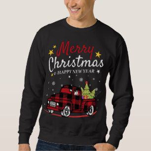 Sudadera Feliz Navidad Búfalo Camión Snowman Tree Red Pla