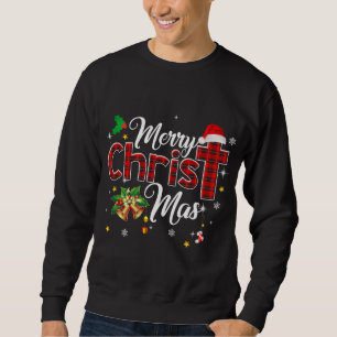 Sudadera Feliz Navidad Búfalo Plactado Cruz Roja Cristiana