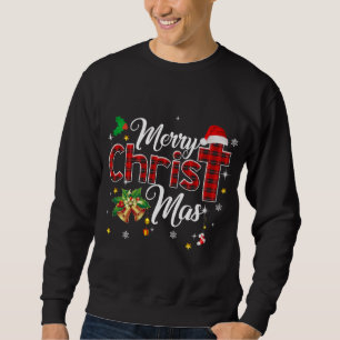 Sudadera Feliz Navidad Búfalo Plactado Cruz Roja Cristiana