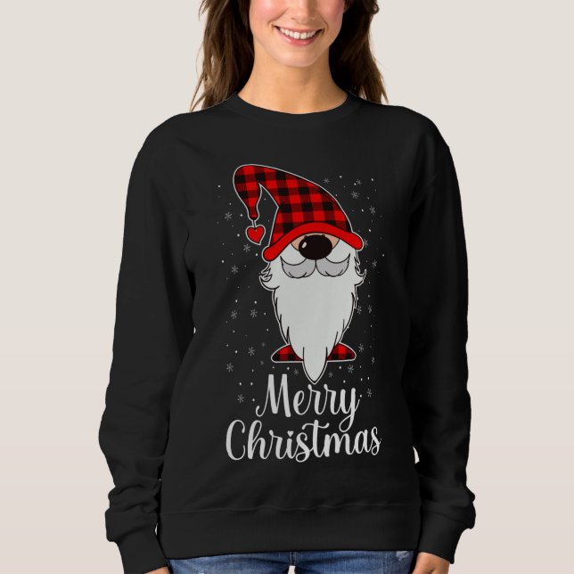 Sudadera Feliz Navidad Búfalo Plaid Gnome Nieve Lover Xma (Anverso)