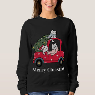 Sudadera Feliz Navidad Camión Rojo Gato Lover Pajama