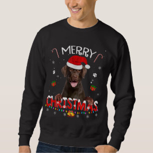 Sudadera Feliz Navidad Chocolate Lab Perro Santa Hat Xmas P