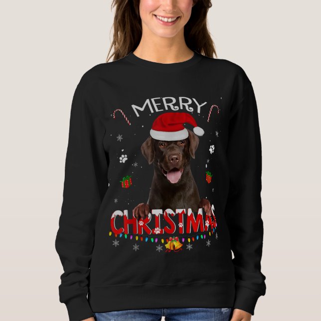 Sudadera Feliz Navidad Chocolate Lab Perro Santa Hat Xmas P (Anverso)