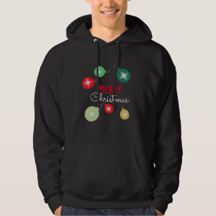 Sudadera Feliz Navidad Copos de nieve Ornamento Negro