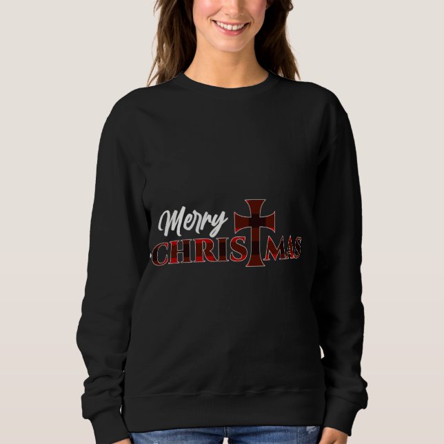 Sudadera Feliz Navidad - Cristo cruza Navidad religiosa Buf (Anverso)