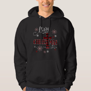 Sudadera Feliz Navidad Cross Búfalo Plaid Christian Holi