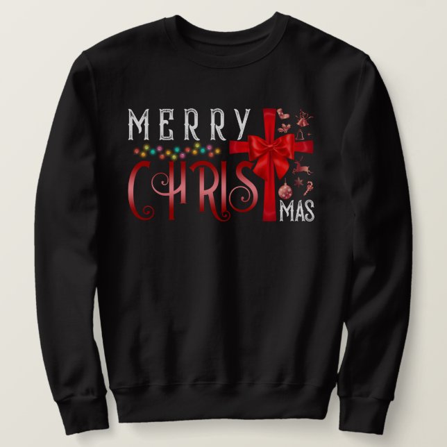 Sudadera Feliz Navidad Cruz Cristiana Religiosa (Anverso del diseño)