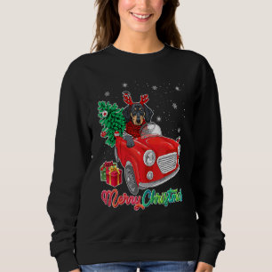 Sudadera Feliz Navidad Dachshund Perro Camión Rojo Árbol de