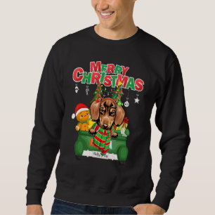 Sudadera Feliz Navidad Dachshund Perro reno montando Truc