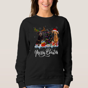 Sudadera Feliz Navidad Dachshund Perro Santa Luz Reno