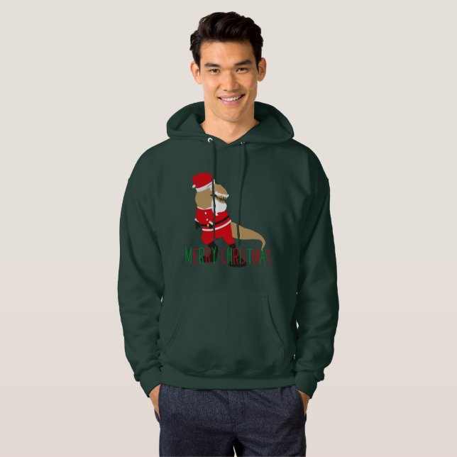 Sudadera feliz navidad dinosaurio santa claus hoodies (Anverso completo)