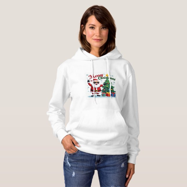 Sudadera Feliz Navidad | Diseño de árbol y Santa (Anverso completo)