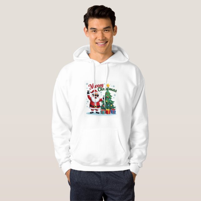 Sudadera Feliz Navidad | Diseño de árbol y Santa (Anverso completo)