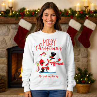 Sudadera Feliz Navidad en Santa y la familia navideña de Sn