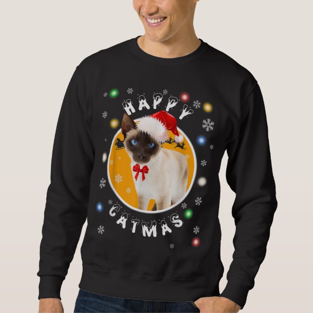 Sudadera Feliz Navidad en un gato siamés de Navidad en Sant (Anverso)