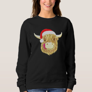 Sudadera Feliz Navidad Escocia Highland Cow Santa Hat