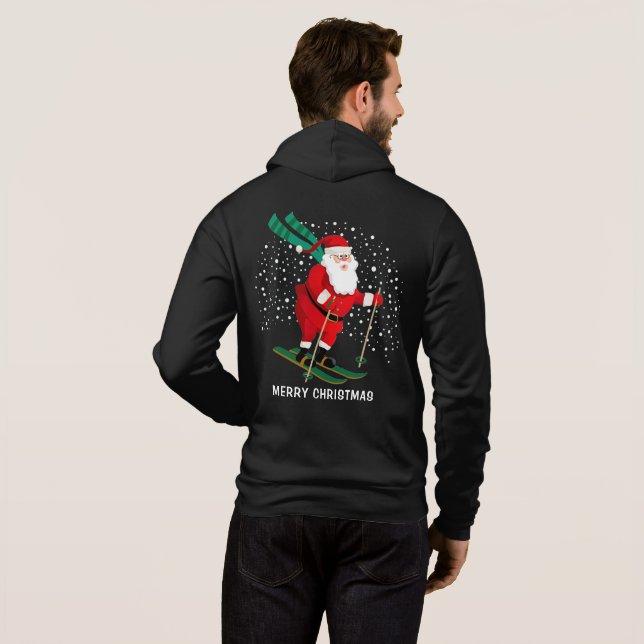 Sudadera Feliz Navidad Esquí Santa Invierno Personalizado (Reverso completo)
