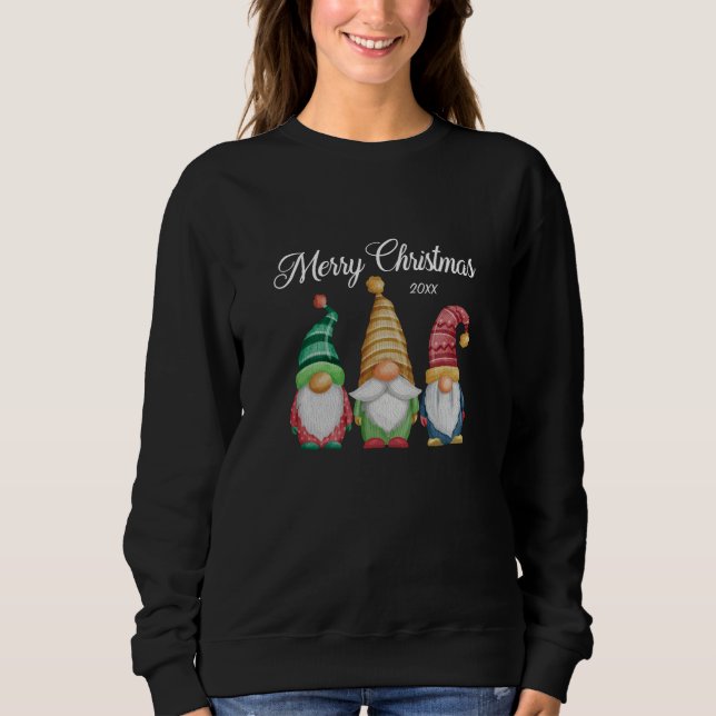 Sudadera Feliz Navidad Festividad Coloridos Gnomes Negro (Anverso)
