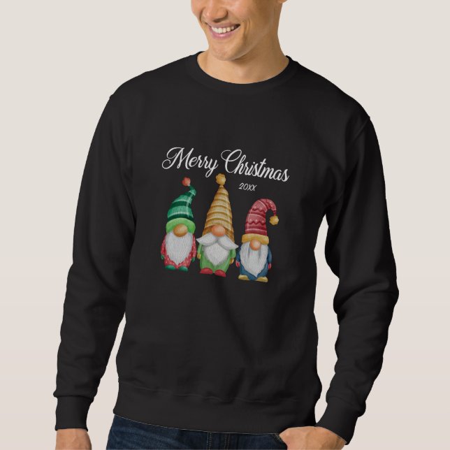 Sudadera Feliz Navidad Festividad Coloridos Gnomes Negro (Anverso)