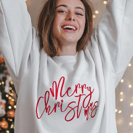 Sudadera Feliz Navidad Fiesta caligráfico Blanco Rojo