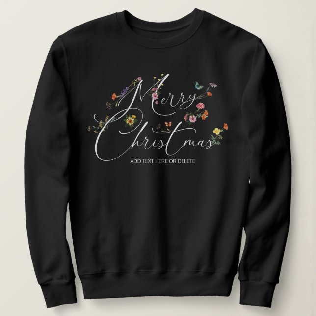 Sudadera Feliz Navidad Flores salvajes Navidad Bonito moder (Anverso del diseño)