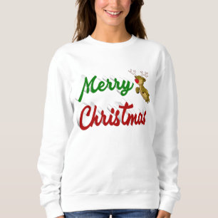 Sudadera Feliz Navidad Flying Reindeer guión verde rojo