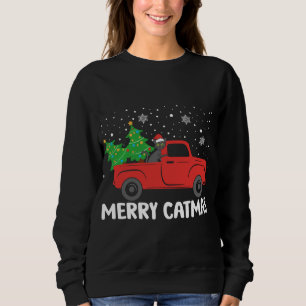 Sudadera Feliz Navidad Gato negro y Árbol de Navidad Truco 