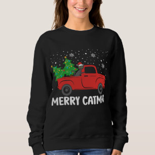 Sudadera Feliz Navidad Gato negro y Árbol de Navidad Truco 