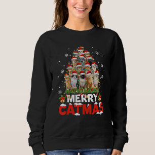 Sudadera Feliz Navidad Gatuna Pijama De Navidad Fea De Gato
