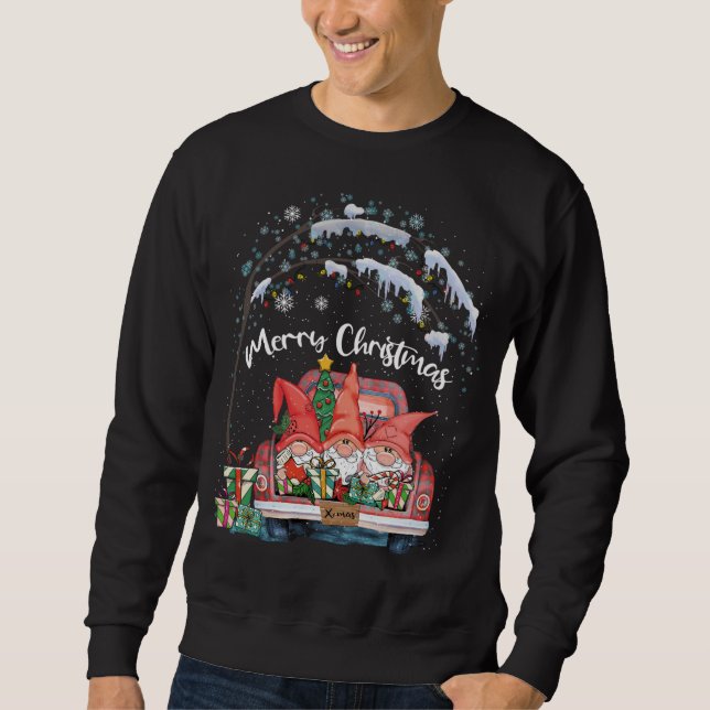 Sudadera Feliz Navidad Gnomes Camión Rojo Árbol de Navidad  (Anverso)
