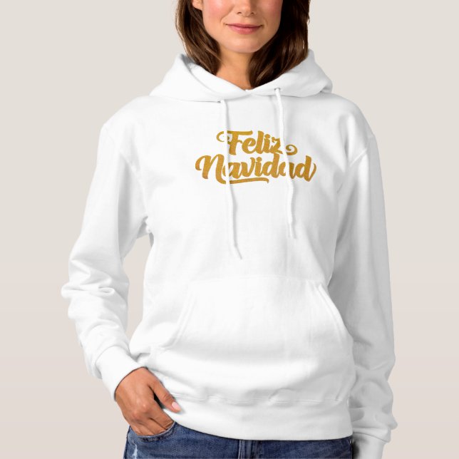 Sudadera "Feliz Navidad" Goldener Schriftzug Spanisch (Anverso)