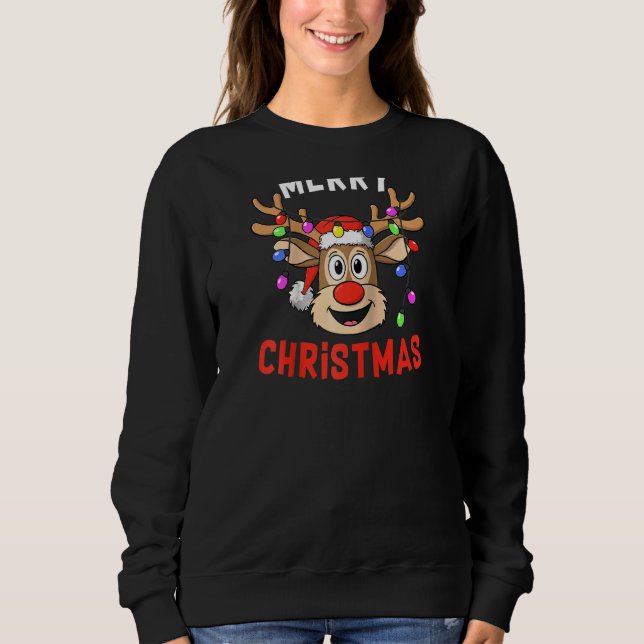 Sudadera Feliz Navidad Gracioso Chica de niños de reno lind (Anverso)
