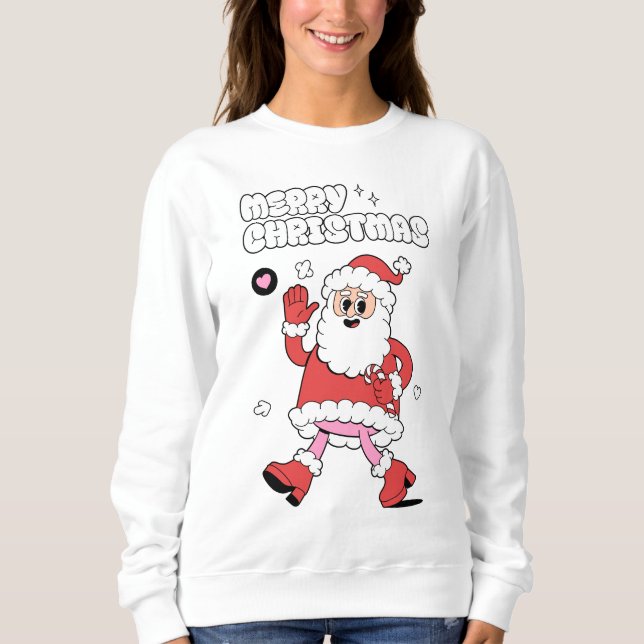 Sudadera Feliz Navidad - Groovy Santa Strut (Anverso)