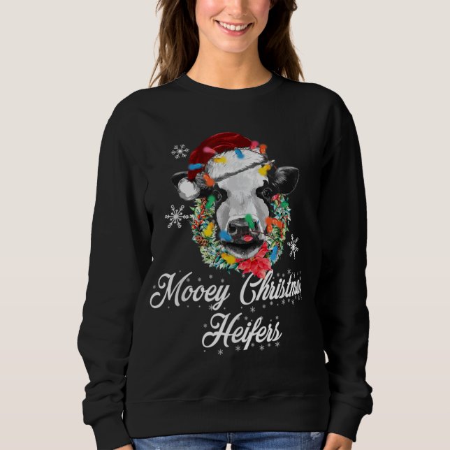 Sudadera Feliz Navidad Heifers de animales de granja de búf (Anverso)