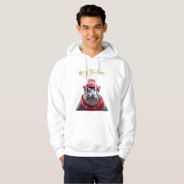 Sudadera Feliz Navidad Hippo beanie y bufanda