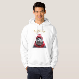 Sudadera Feliz Navidad Hippo beanie y bufanda