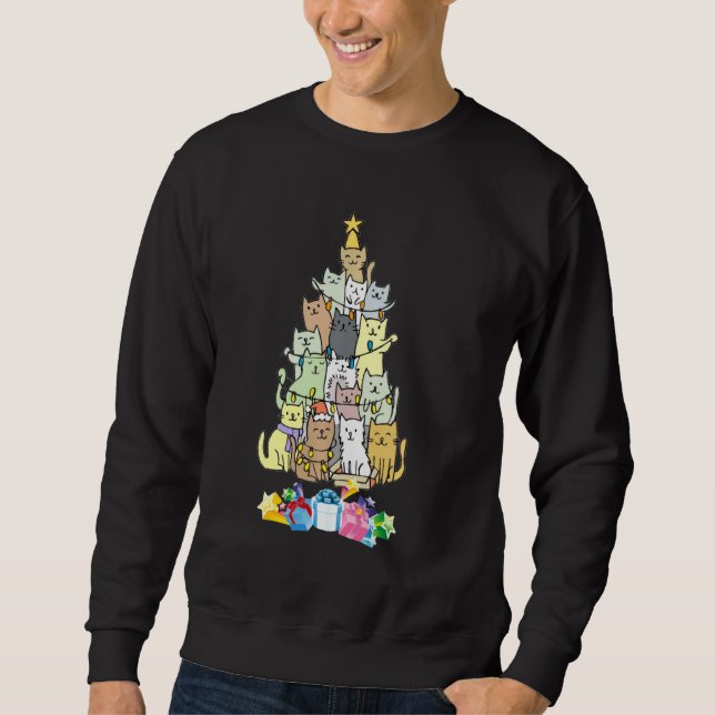 Sudadera Feliz Navidad Hombres Mujeres Niños Gracioso Gato  (Anverso)