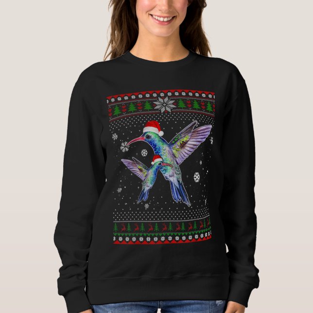 Sudadera Feliz Navidad Hummingbird Gorra Santa en Nieve Fea (Anverso)