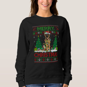 Sudadera Feliz Navidad iluminando al feo pastor alemán Chri
