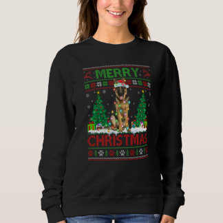 Sudadera Feliz Navidad iluminando al feo pastor alemán Chri