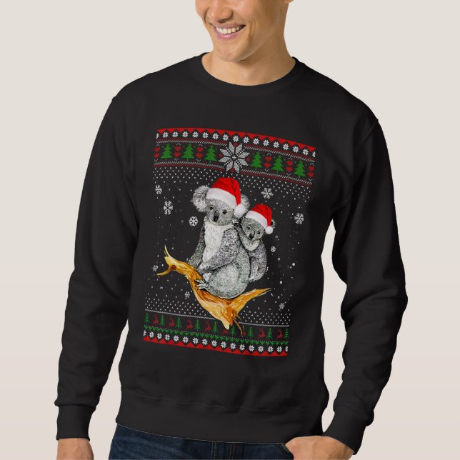 Sudadera Feliz Navidad Koala Gorra Santa En Nieve Feo Sudor (Anverso)